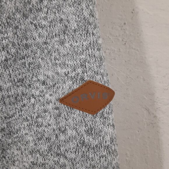 Orvis 1/4 Zip Sherpa Fleece Lined Pullover Sweater Heather Gray Mens Size M YKK - Picture 5 of 12